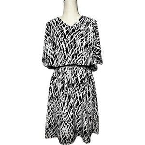 Logo By Lori Goldstein V-Neck Dolman Sleeve High-Low Hem Elastic Waist‎ Dress S